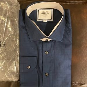 Charles Tyrwhitt Long Sleeve Dress Shirt Non Iron Size 17.5 - 36 Slim Fit